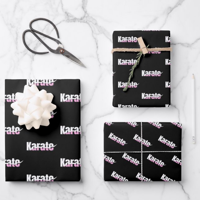 Karate Martial Arts Girly Pink Geschenkpapier Set (Vorderseite)