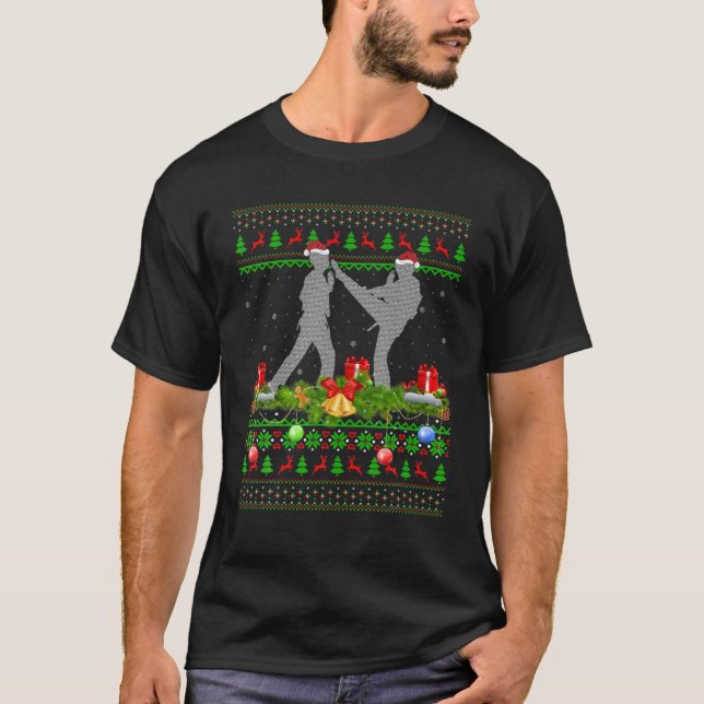 Karate Martial Arts Lover Xmas Santa Ugly Karate C T-Shirt (Vorderseite)