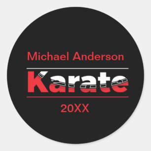 Karate Martial Arts Red Runder Aufkleber