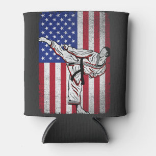 Karate Martial Arts USA Flag Men Women Dosenkühler