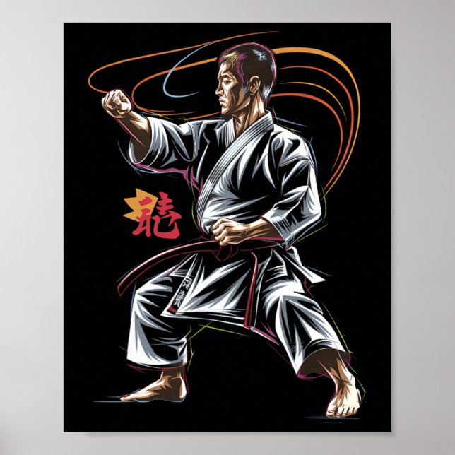 Karate Master in Aktion für Kampfkunstfans Poster (Vorne)