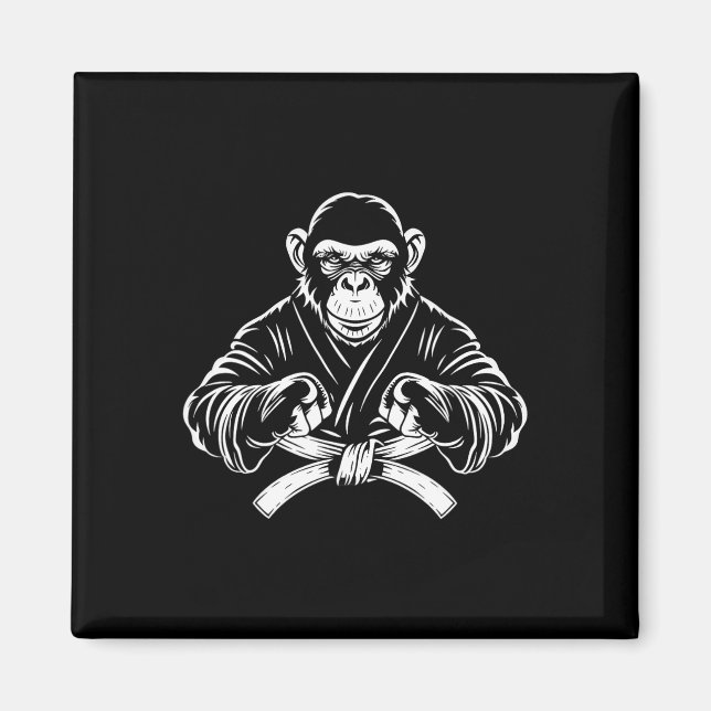 Karate Monkey Drawing Kickboxing Jiu-jitsu Mma Mar Magnet (Vorne)