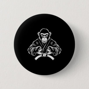 Karate Monkey Zeichnend Kickboxing Jiu-jitsu Mixed Button