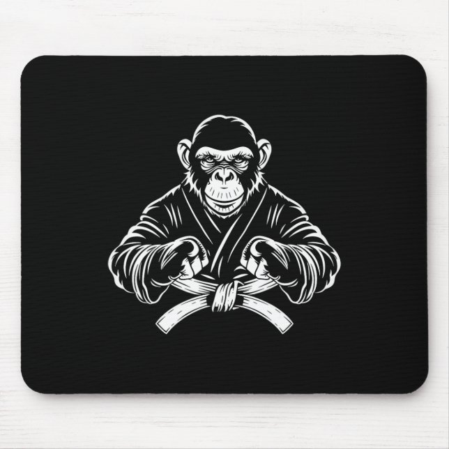 Karate Monkey Zeichnend Kickboxing Jiu-jitsu Mixed Mousepad (Vorne)