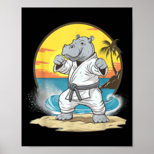 Karate Nilpferd Motiv Taekwondo Jiu-Jitsu MMA Poster