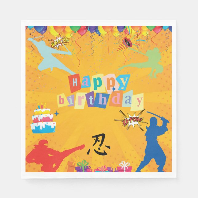 Karate Ninja Birthday Party Serviette (Vorderseite)