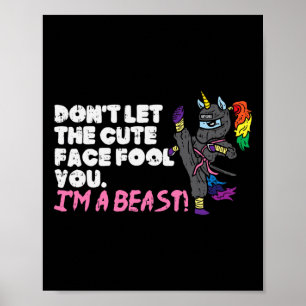 Karate Ninja Unicorn Niedliches Gefechtsgebäck Tae Poster