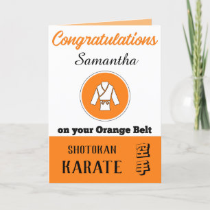 Karate Orange Belt Promotion Félicitations Carte