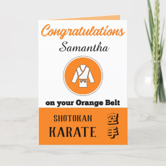 Karate Orange Belt Werbeaktion Glückwunschkarte Dankeskarte