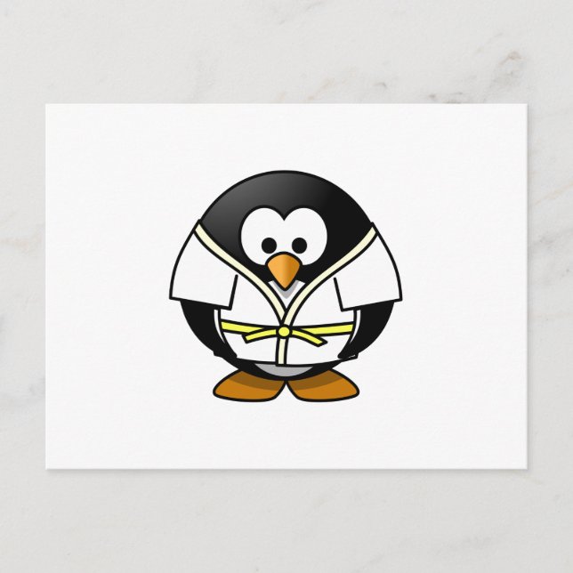 Karate Penguin Postkarte (Vorderseite)
