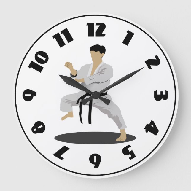 Karate Pose Clock Große Wanduhr (Vorderseite)