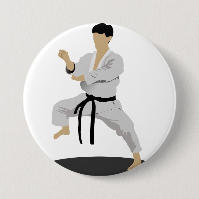 Karate-Pose-Knopf Button (Vorderseite)