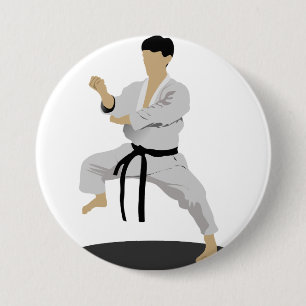 Karate-Pose-Knopf Button