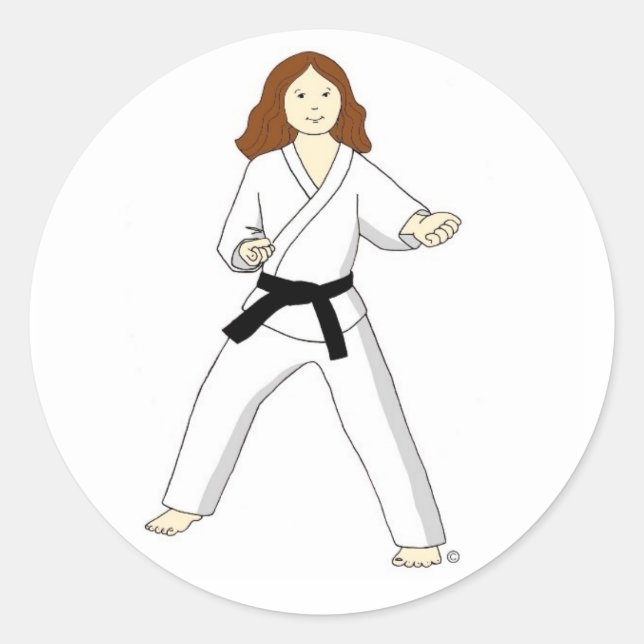 Karate Princess (brünette Aufkleber) Runder Aufkleber (Vorderseite)