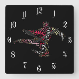 Karate Quadratische Wanduhr