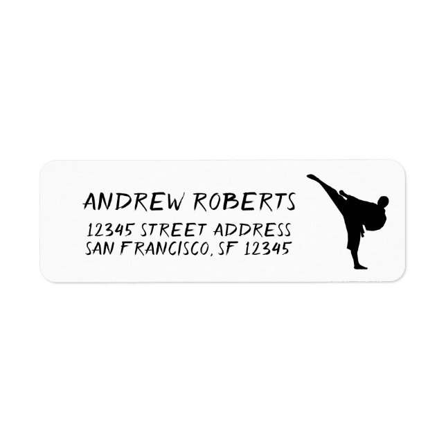 Karate-Rücksendeadressen-Aufkleber für Kampfkunst (Vorne)