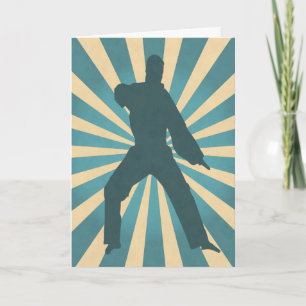 Karate Silhouette avec carte d'anniversaire Sunbur