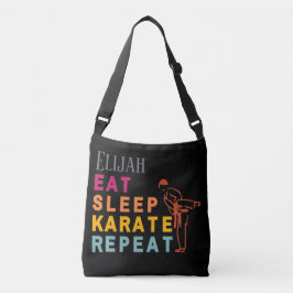 Karate Silhouette Japan Modernes Trendschwarz Tragetaschen Mit Langen Trägern