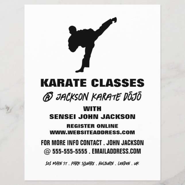 Karate-Silhouette, Karate-Klassenwerbung Flyer (Vorne)