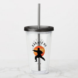 Karate Silhouette Name Personalisiert Modern Black Acryltrinkbecher