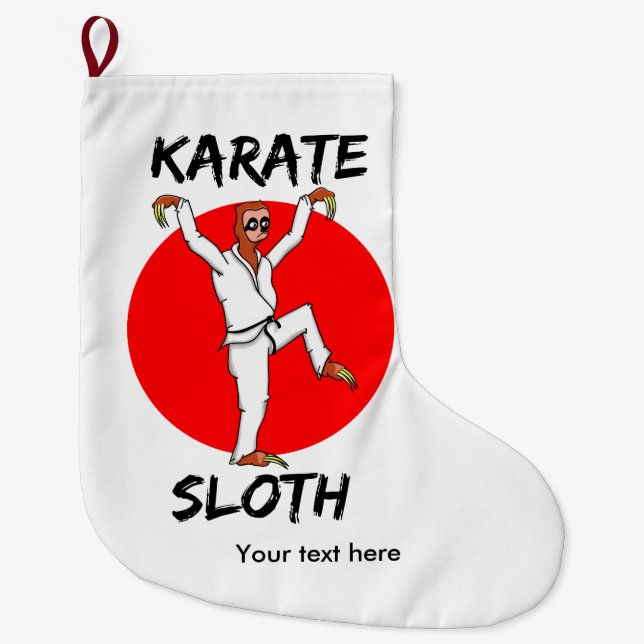 karate sloth ALL SHOPS TEXT.png Großer Weihnachtsstrumpf (Vorderseite)