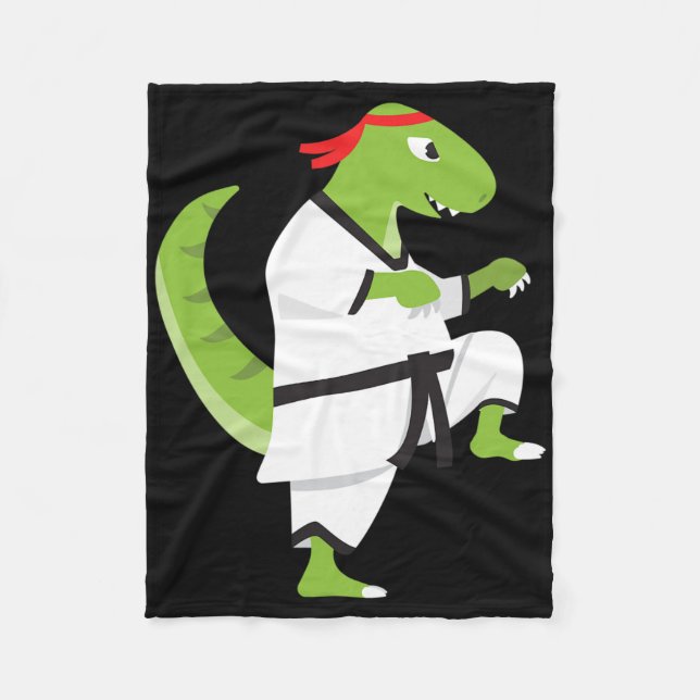 Karate T-Rex Cool Cute Dinosaur Kämpfer Halloween  Fleecedecke (Vorderseite)