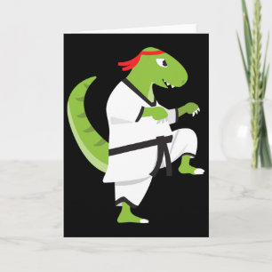 Karate T-Rex Cool Cute Dinosaur Kämpfer Halloween  Karte