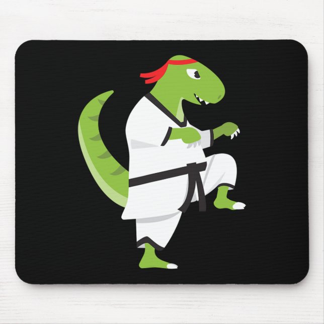 Karate T-Rex Cool Cute Dinosaur Kämpfer Halloween  Mousepad (Vorne)