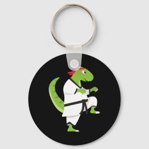 Karate T-Rex Cool Cute Dinosaur Kämpfer Halloween  Schlüsselanhänger