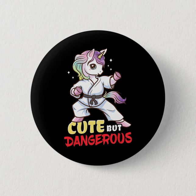 Karate Taekwondo Einhorn Geschenk Button (Vorderseite)