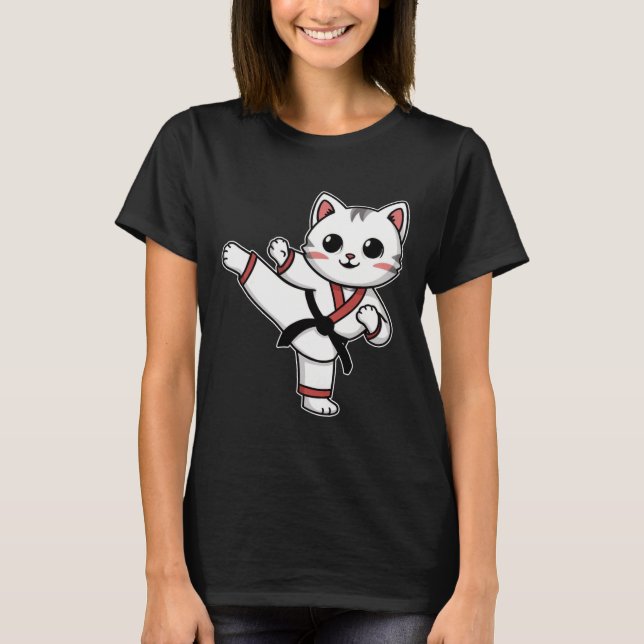 Karate Taekwondo Funny Cat Jiu Jitsu Girls T-Shirt (Vorderseite)