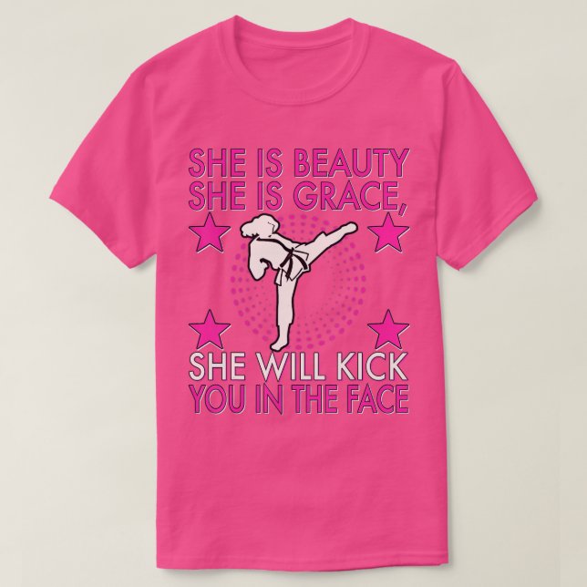Karate Taekwondo Girl Frauen Karate Kick T-Shirt (Design vorne)