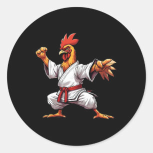 Karate Taekwondo Judo Kung Fu Huhn Hahn Geschenk Runder Aufkleber