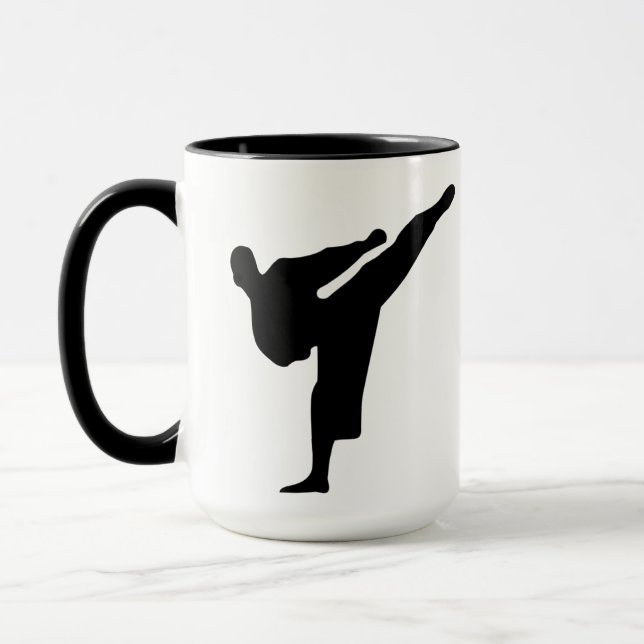 Karate / Taekwondo Kick Silhouette Kaffee Tasse (Links)