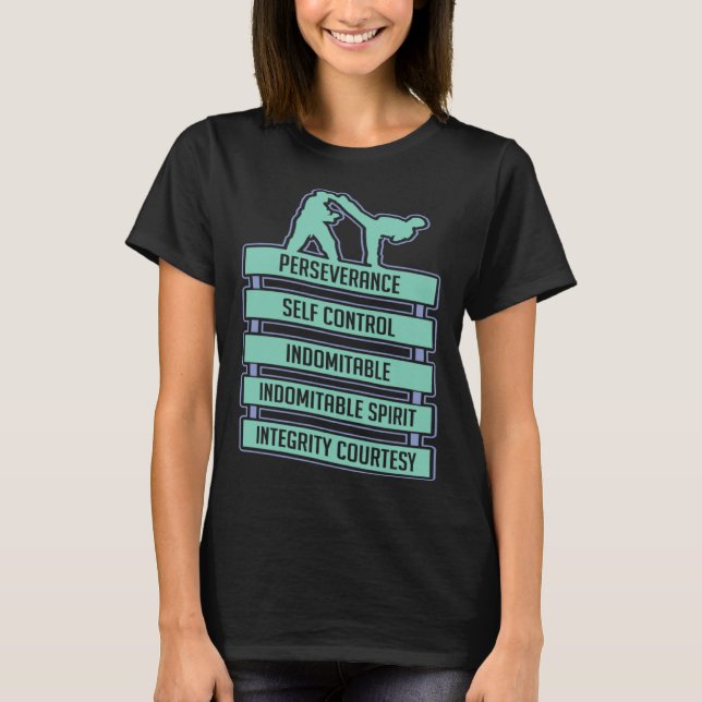 Karate Taekwondo Tenets  Black Belt Karate Trainer T-Shirt (Vorderseite)