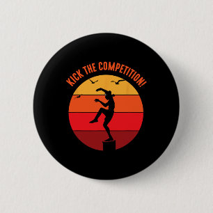 Karate-Teenager-Kind Vintage-Sonnenuntergang am Pa Button
