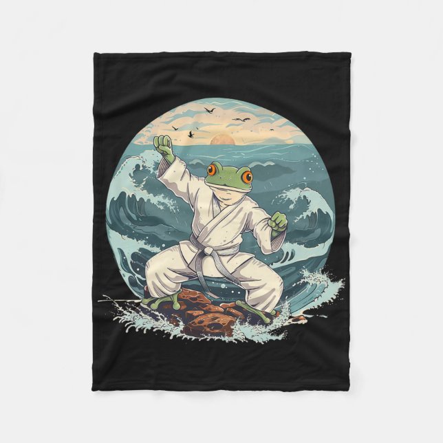 Karate Toad Taekwondo Beach Sunset Martial Arts To Fleecedecke (Vorderseite)