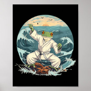 Karate Toad Taekwondo Strand Sonnenuntergang Kampf Poster