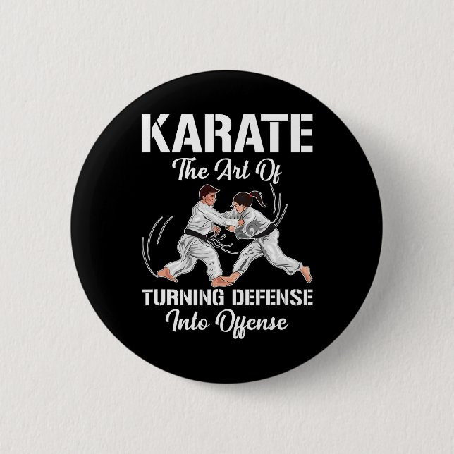Karate-Training-Offensive schwarzer Gürtel Sport K Button (Vorderseite)