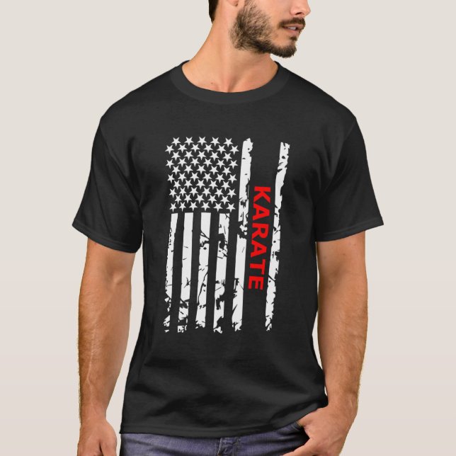 Karate-USA-Flagge für Amerikaner T-Shirt (Vorderseite)