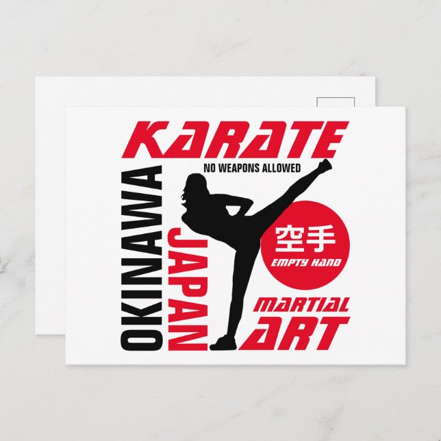 Karate Woman Postkarte (Vorne/Hinten)