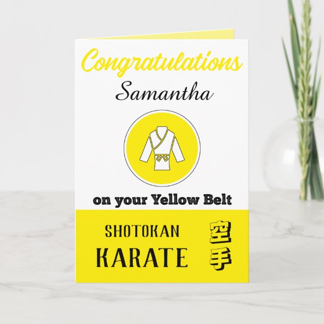 Karate Yellow Belt Werbeaktion Glückwunschkarte Dankeskarte (Vorderseite)