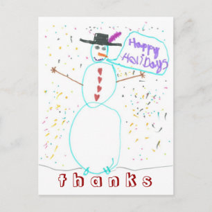 Karatekat-Grafik-Schneemann Dankes- Feiertagspostkarte