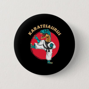 Karatesaurus Funny Karate Dinosaur Button