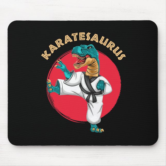 Karatesaurus Funny Karate Dinosaur  Mousepad (Vorne)
