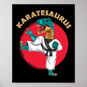 Karatesaurus Funny Karate Dinosaur Poster