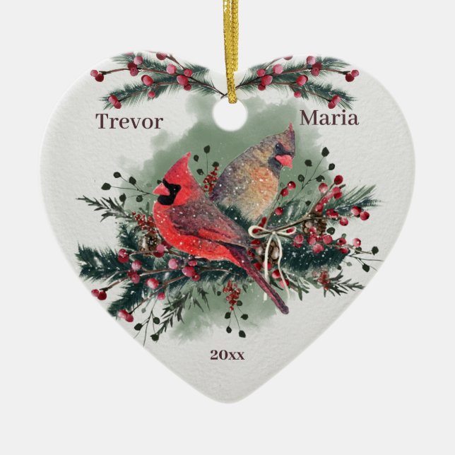 Kardinal 1. Weihnachten gemeinsam Keramik Ornament (Vorne)