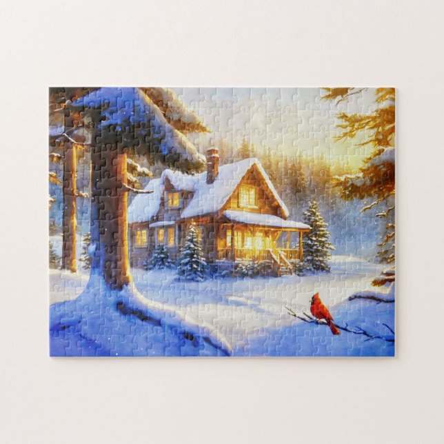 Kardinal an einem Schneetag (Horizontal)