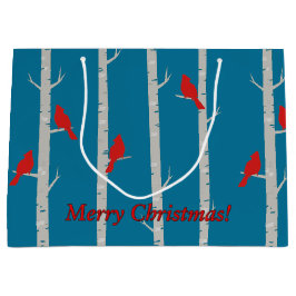 Kardinal auf Birch Trees Weihnachtsgeschenktasche Große Geschenktüte