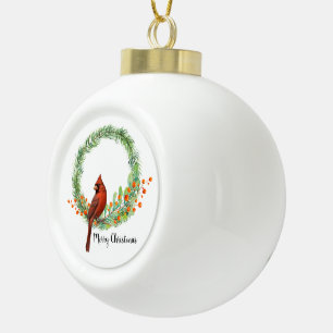 Kardinal auf einem Kranz Schneeflocke Gerahmte Ver Keramik Kugel-Ornament